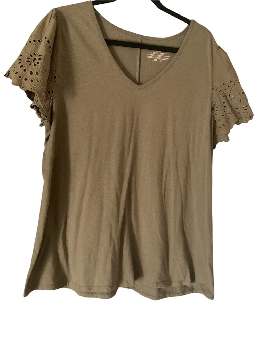 Lane Bryant Olive Green Shirt with Decorative short sleeves size 14/16